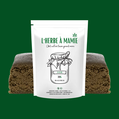 Packaging L'Herbe à Mamie blanc plus résine de CBD 3x Filtré 
